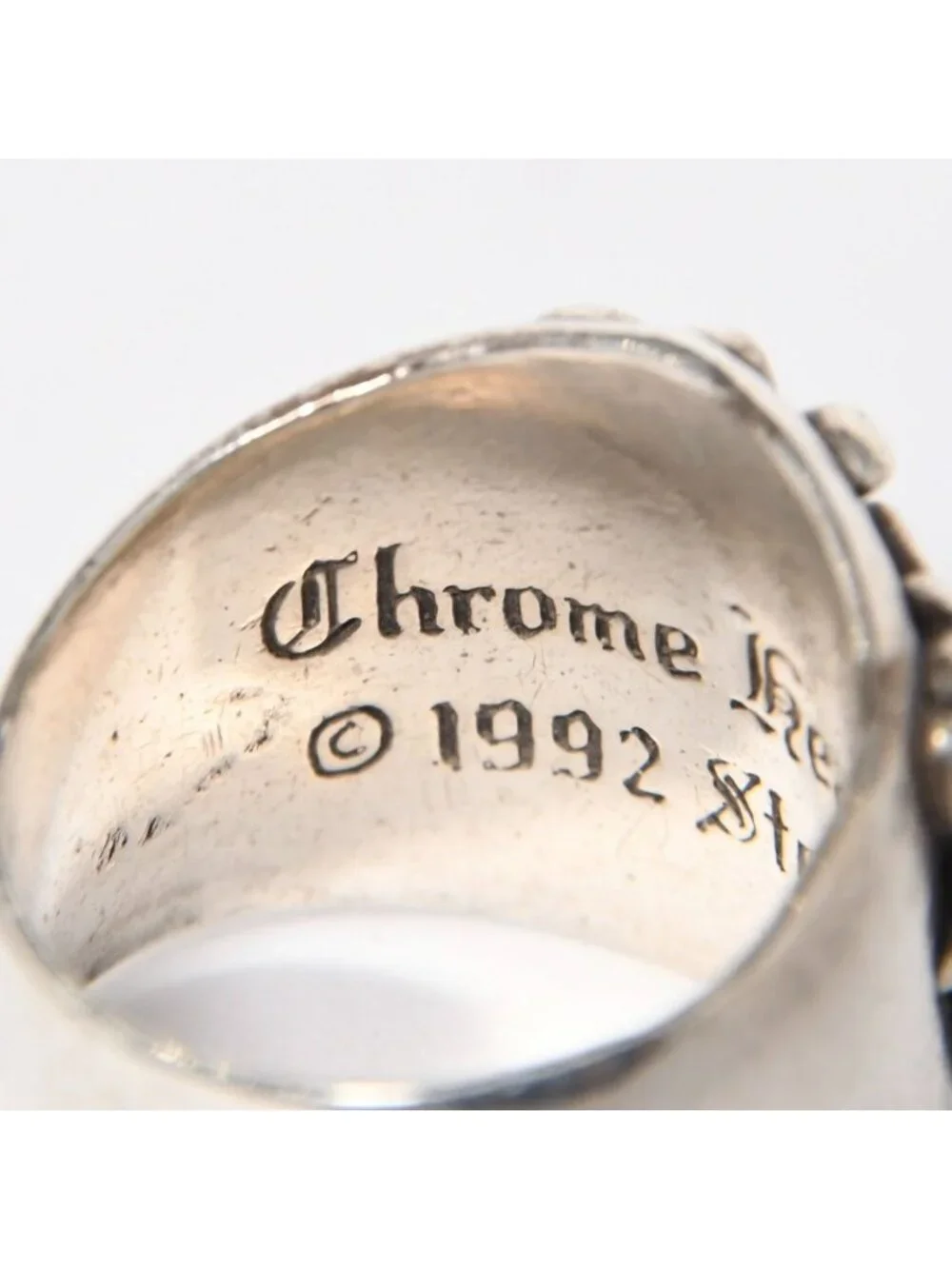 Chrome Hearts Keeper Ring Floral Arabesque Pattern 925 Sterling Silver